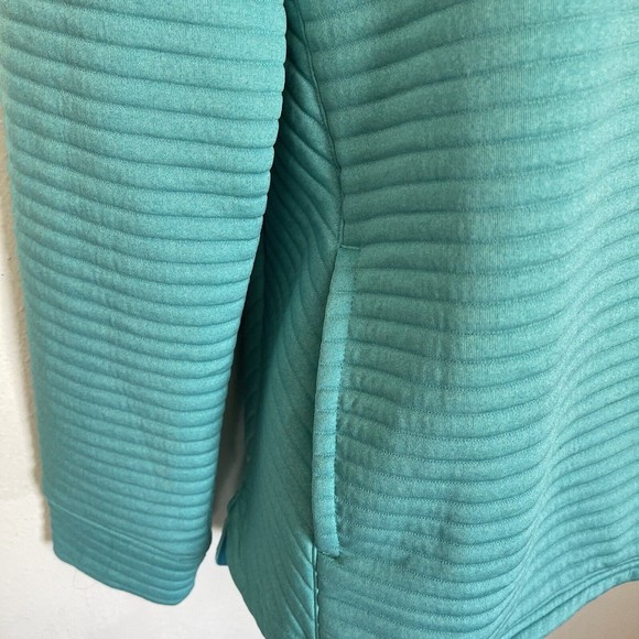 LL Bean Teal Ribbed Long Sleeve Pullover Sweatshirt Women’s Size Small W/Pockets - Picture 5 of 7